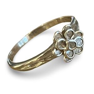 Sterling Silver D’Joy Polki Diamond Floral Ring Size 8
